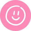 pink circle with a smiley face drawn inside